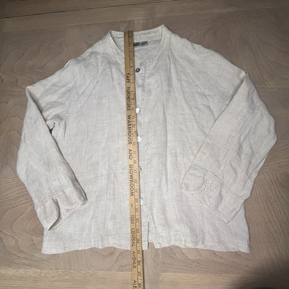 Vtg Chicos Linen Top Mandarin Collar Buttons Lagenlook Minimalist Classic Sz Med - Picture 4 of 10